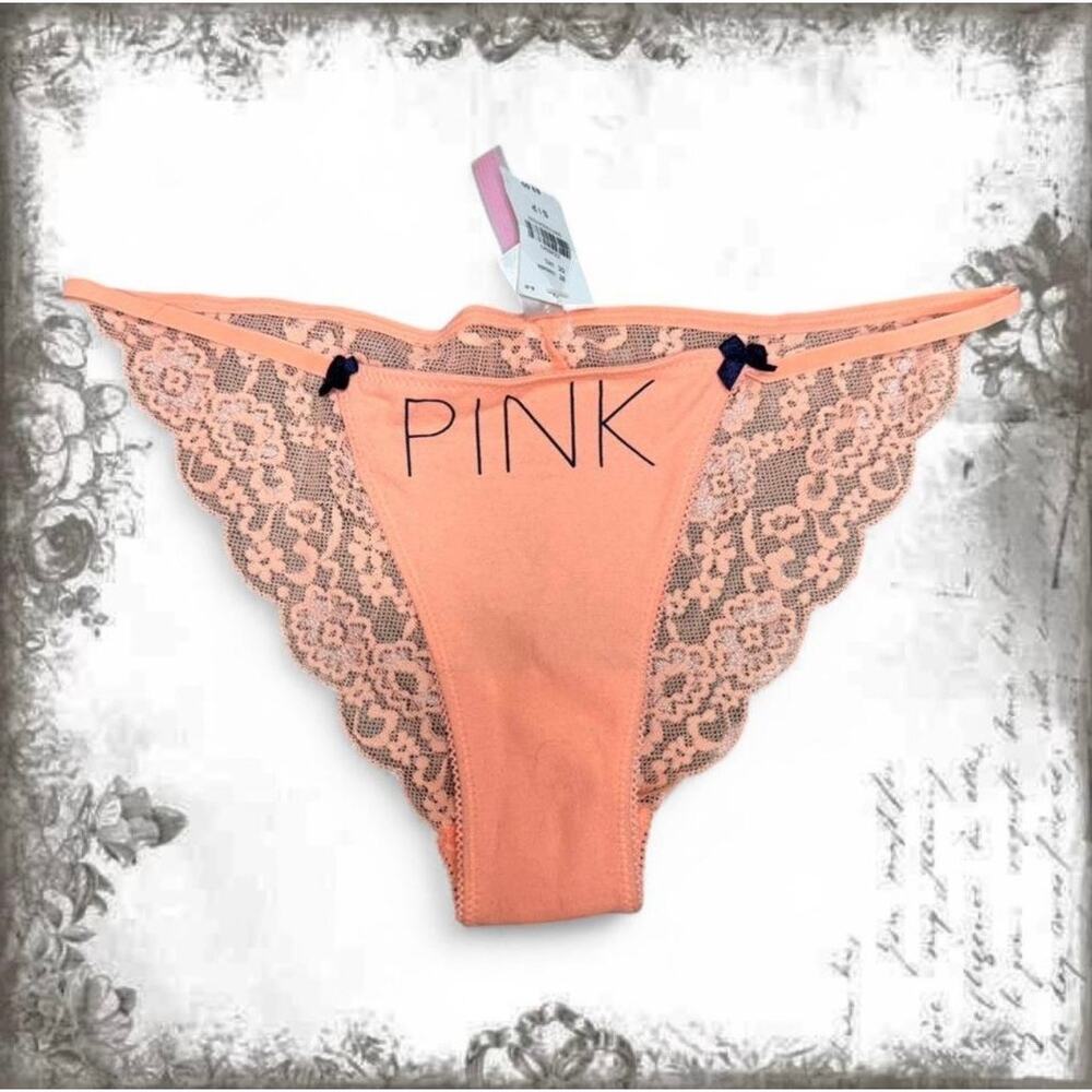NWT PINK VS Coral Lace Wing Extra Low Rise Bikini S 2013